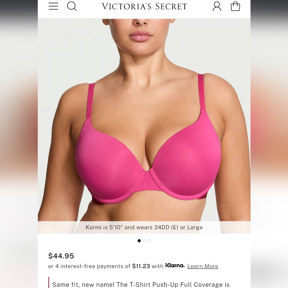 Victoria Secret T Shirt Push Up Bra